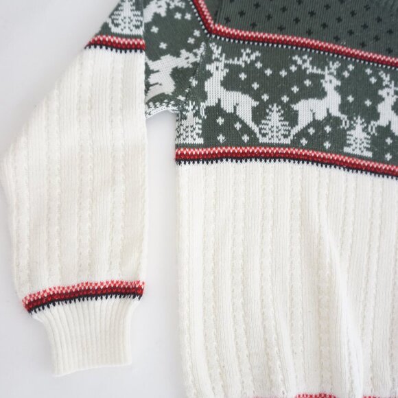 Cozy Green and Cream Reindeer Sweater - Picture 8 of 11